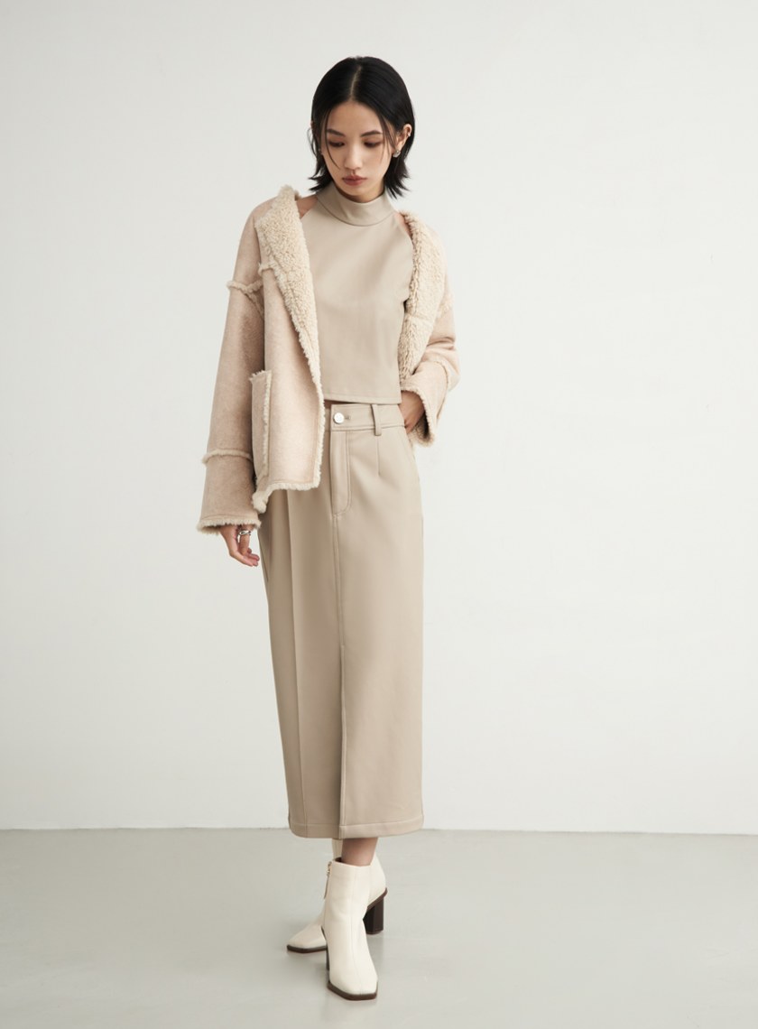 個性皮革削肩BRA背心上衣